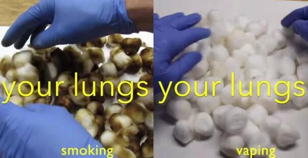 抽电子烟和香烟的肺部对比